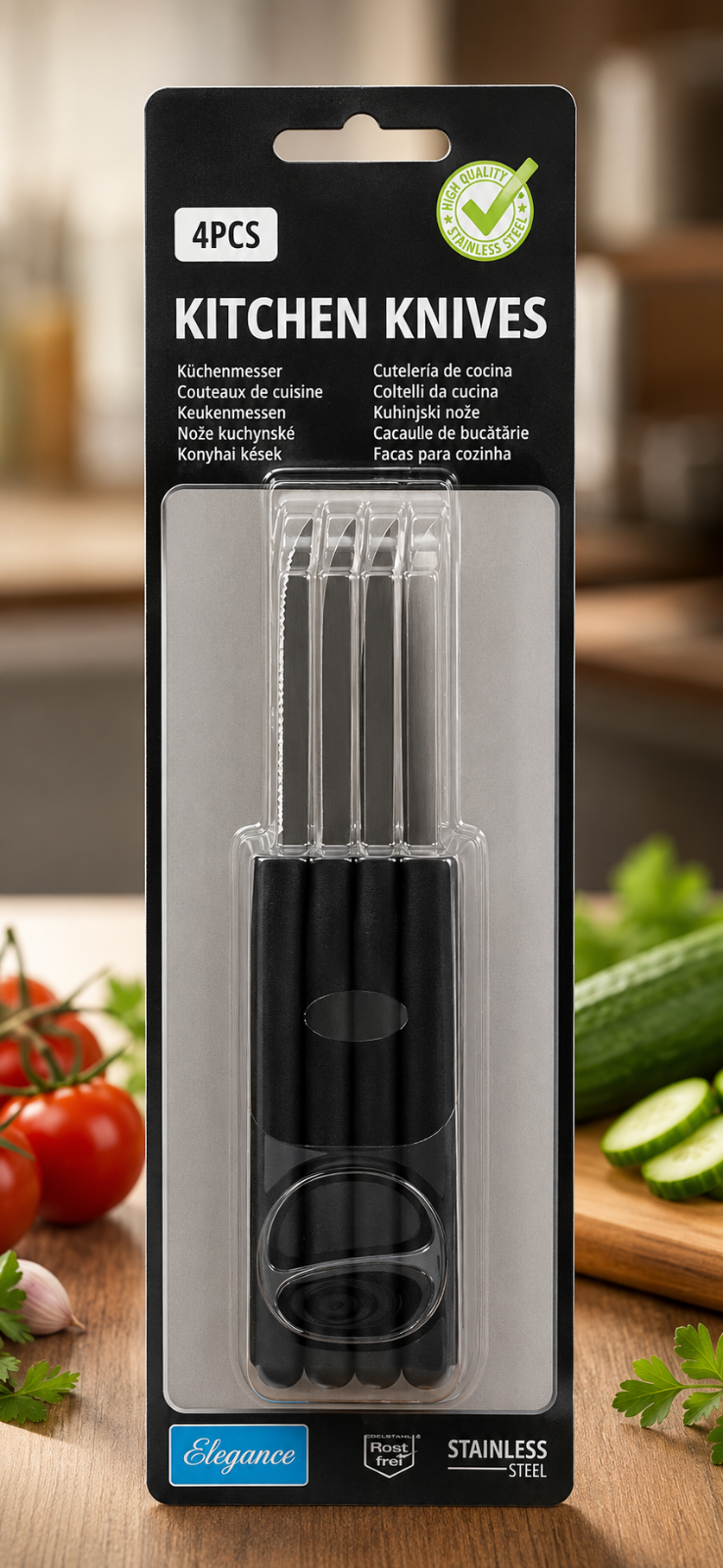 Cuisine Elegance Küchenmesser 4tlg Set Edelstahl 16,5cm Messer Küche