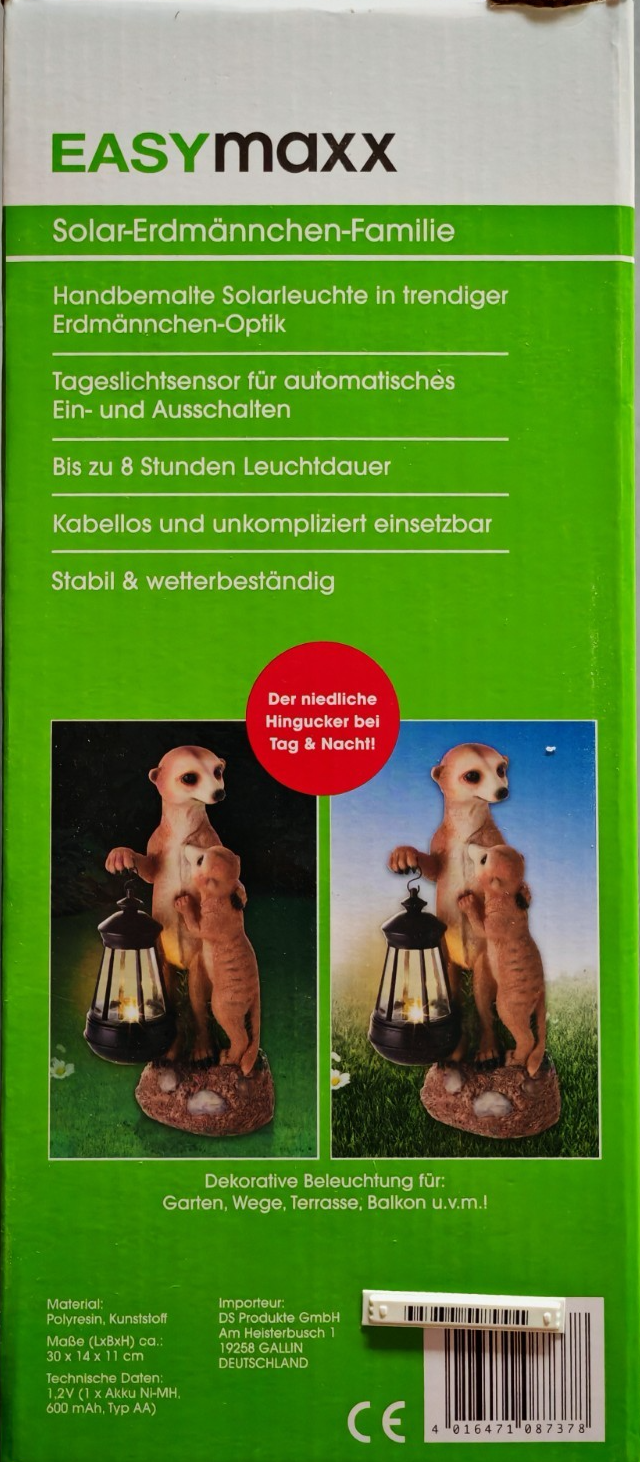 EASYmaxx Solar LED Erdmännchen Familie Gartenfigur Leuchte Deko Solarlicht A33