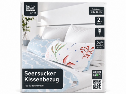 Home Ideas 2x Seersucker Kissenbezug 40x80 cm Baumwolle Reißverschluss Bunt E3