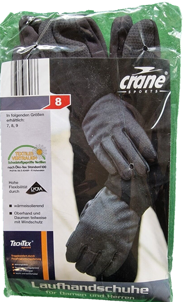 Crane Unisex Laufhandschuhe, Größe 8