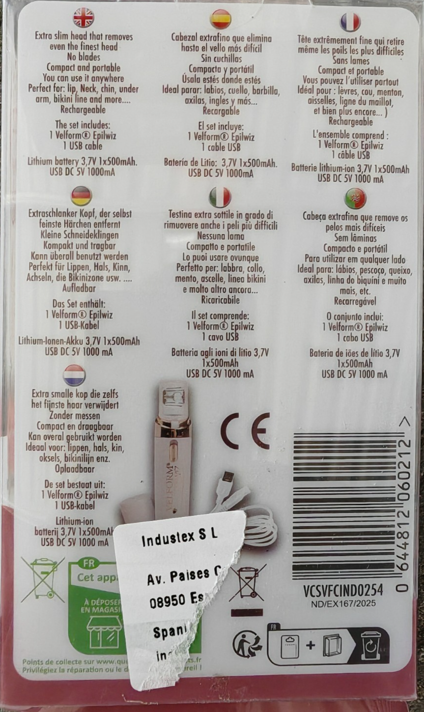 Velform Epilwiz Epilierer USB LED Haarentferner 18K Vergoldet Wiederaufladbar C1