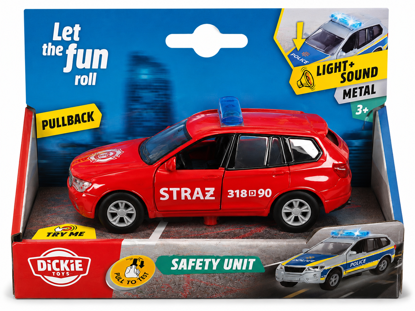 Dickie Toys Safety Unit Einsatzfahrzeug Feuerwehr Licht Sound Auto