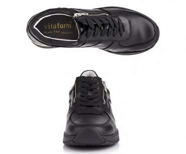 VITAFORM Damen Sneaker Leder Schwarz-Metallic Gr 39 mit Reißverschluss