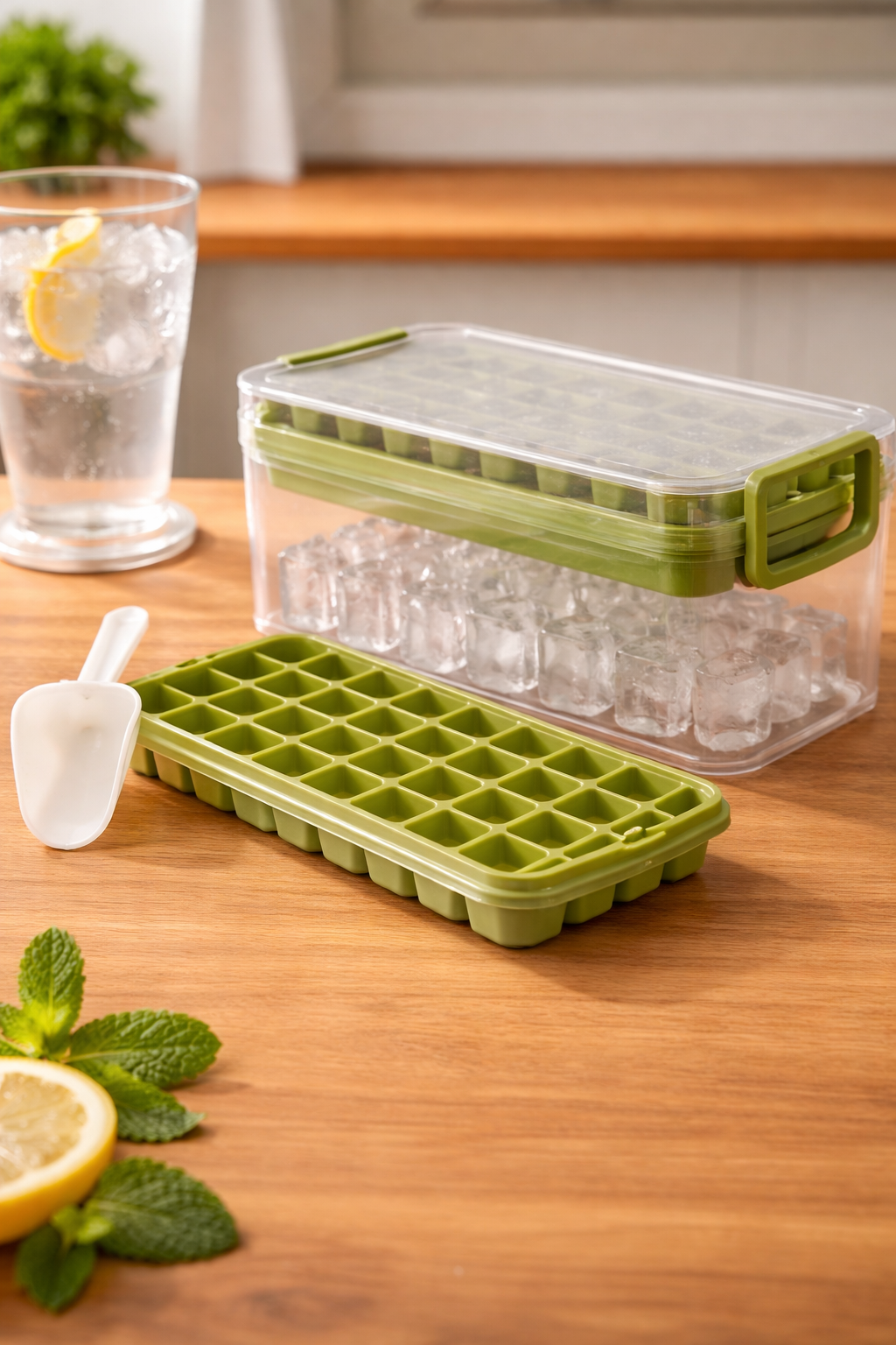 COOK'S ESSENTIALS Eiswürfelform – mit 2 Boxen & Löffel Set