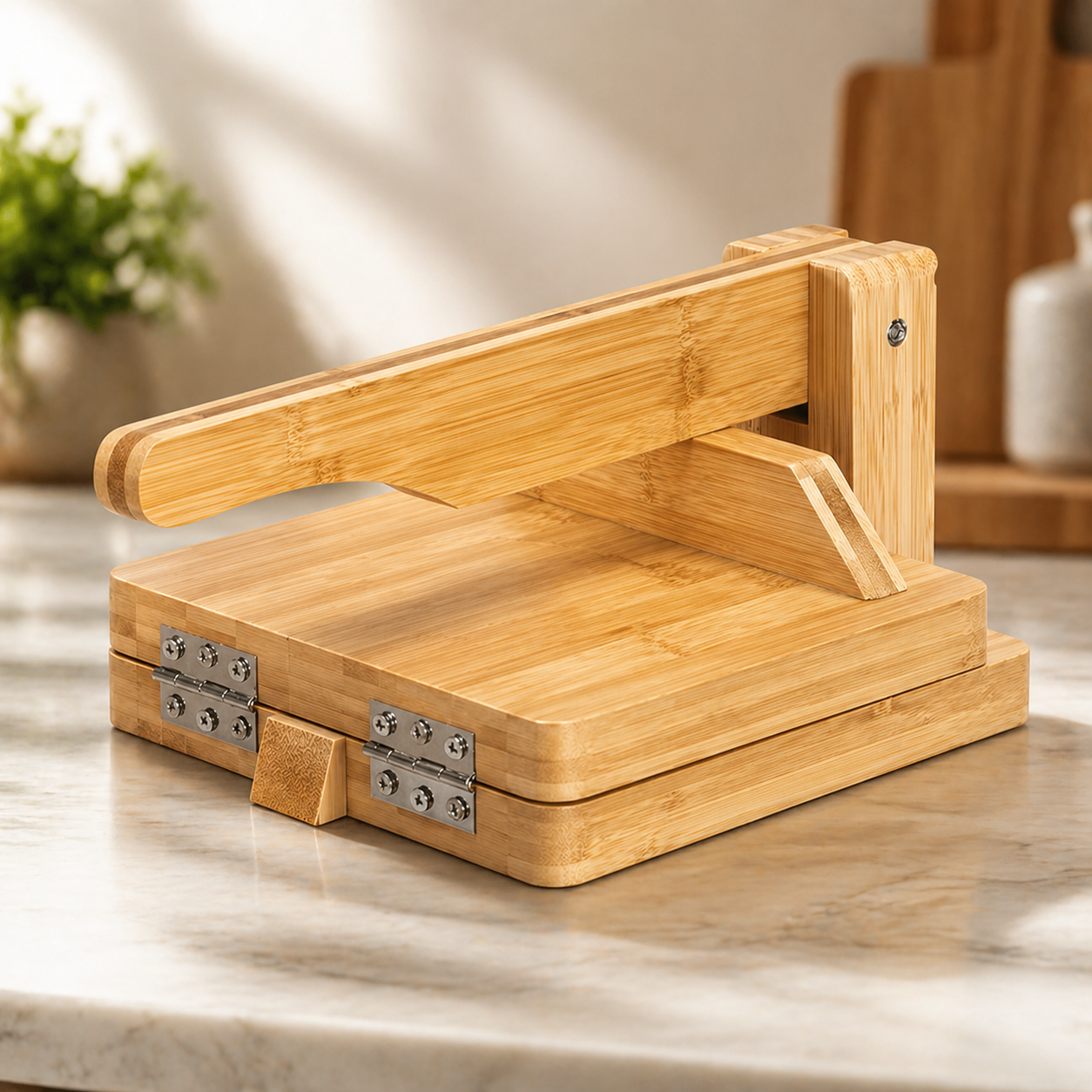 Navaris Tortilla Presse Bambus Ø25cm Taco Maker Teigpresse Wrap Naan HO-A05
