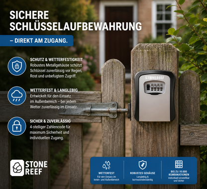 Stonereef Schlüsselbox Wetterfest Zahlencode Schlüsselsafe Key Safe bis 5 A4