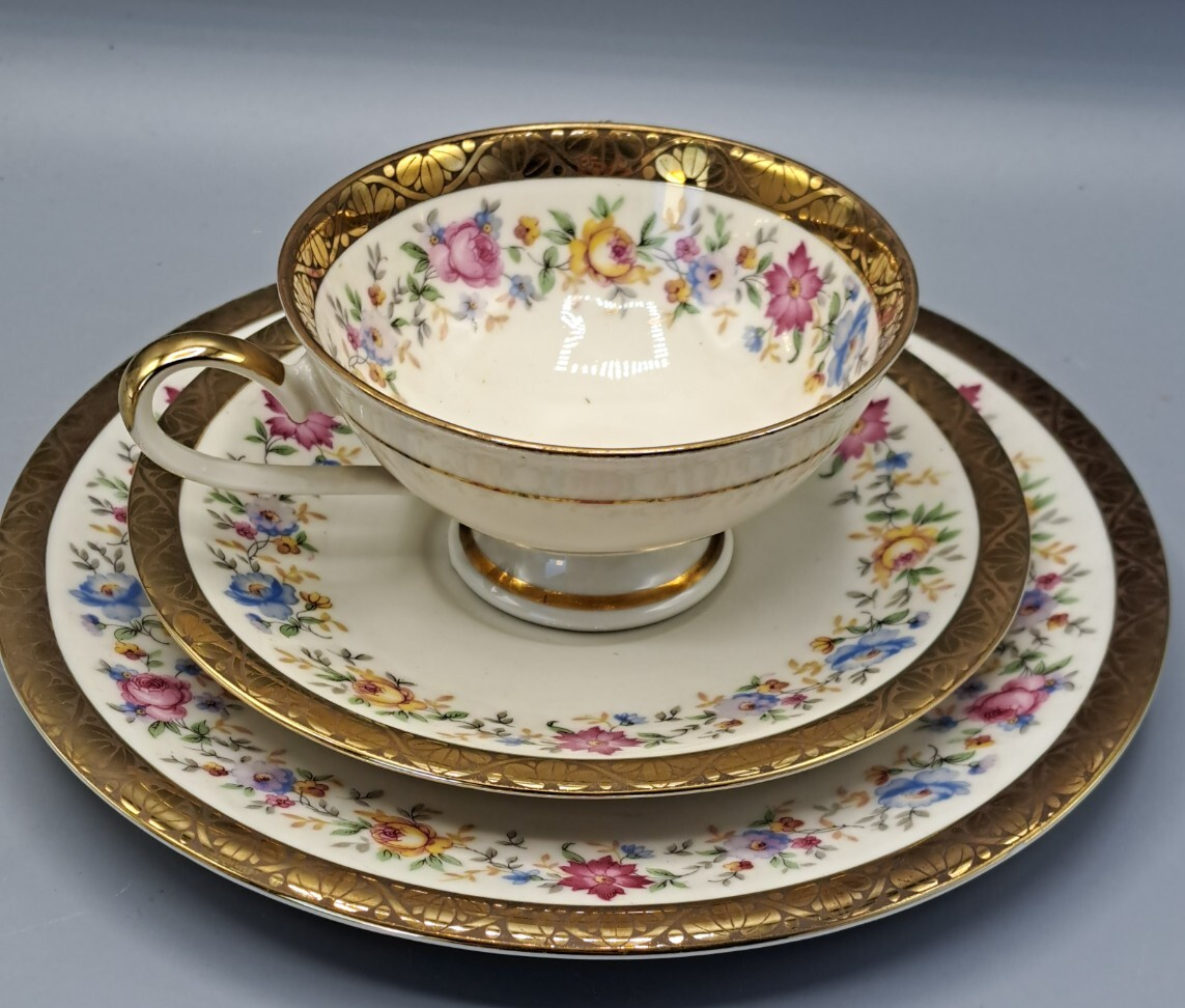 Bareuther Porzellan 1 Tasse Untertasse Teller Kaffee-Set Vintage Sammlerstück