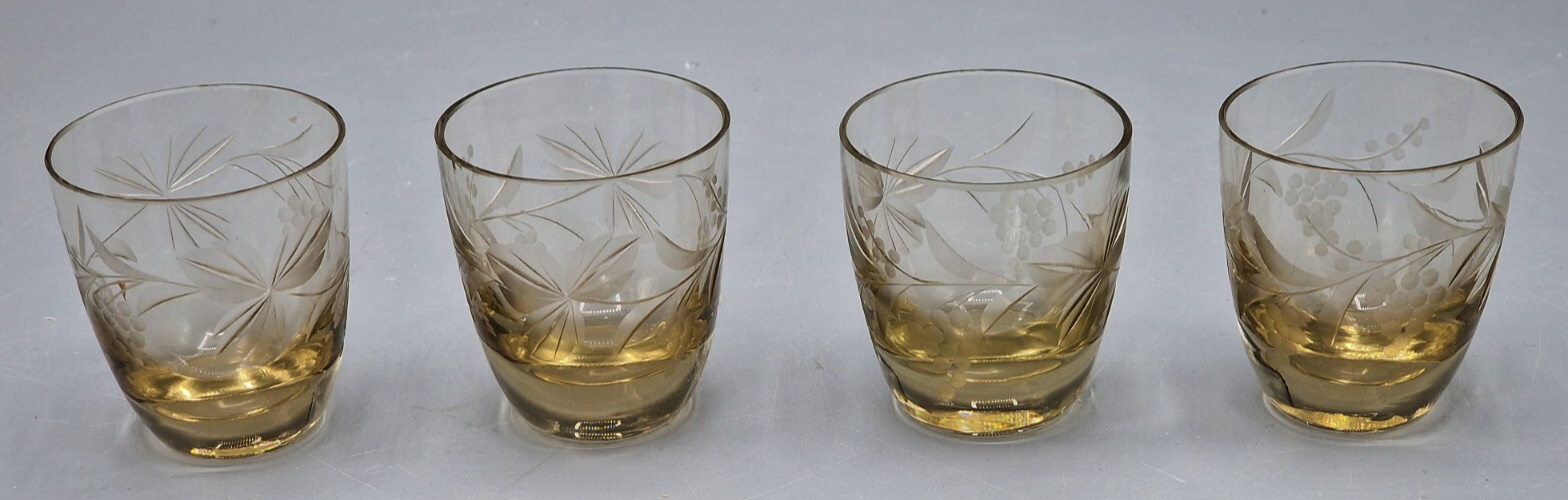 4x Schnapsglas Antiquität Sammler Glas Likörglas Vintage