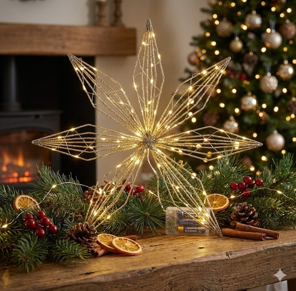 LED Stern Shine 50cm 40 LEDs Warmweiß Weihnachtsstern Hängedeko Metall HA33