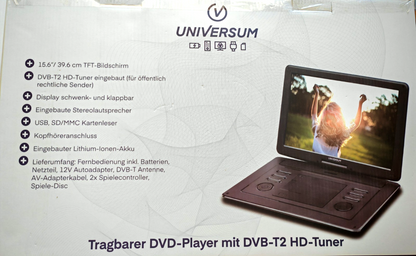 Universum DVD Player DVB-T2 HD Tuner Tragbar USB Radio Bildschirm mobil D10G