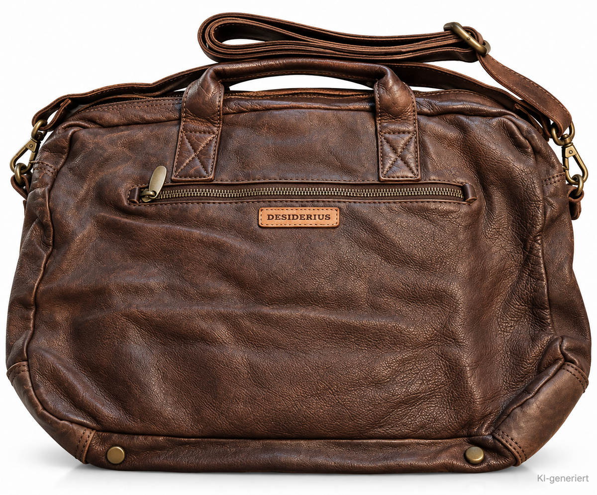 DESIDERIUS Basic Alirio Ledertasche Dark Brown Rindsleder Umhängetasche Braun H2