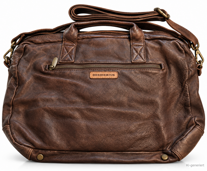 DESIDERIUS Basic Alirio Ledertasche Dark Brown Rindsleder Umhängetasche Braun H2