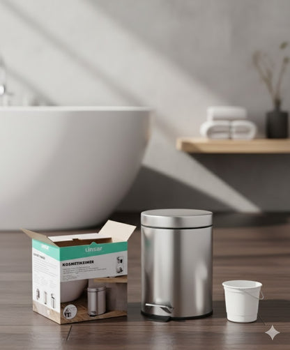 Linsar Kosmetikeimer 3L mit Fußtrittmechanismus Abfalleimer Badezimmer
