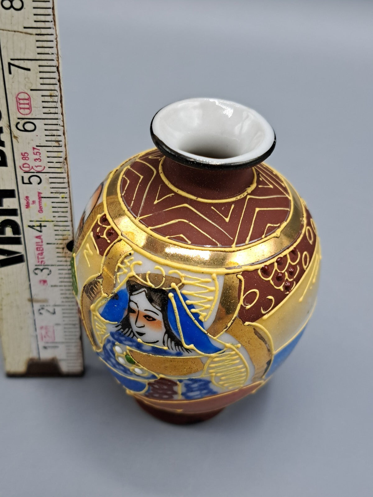 Keramik Vase 6cm Kunst Antiquität Vintage Deko Sammlerstück Porzellan