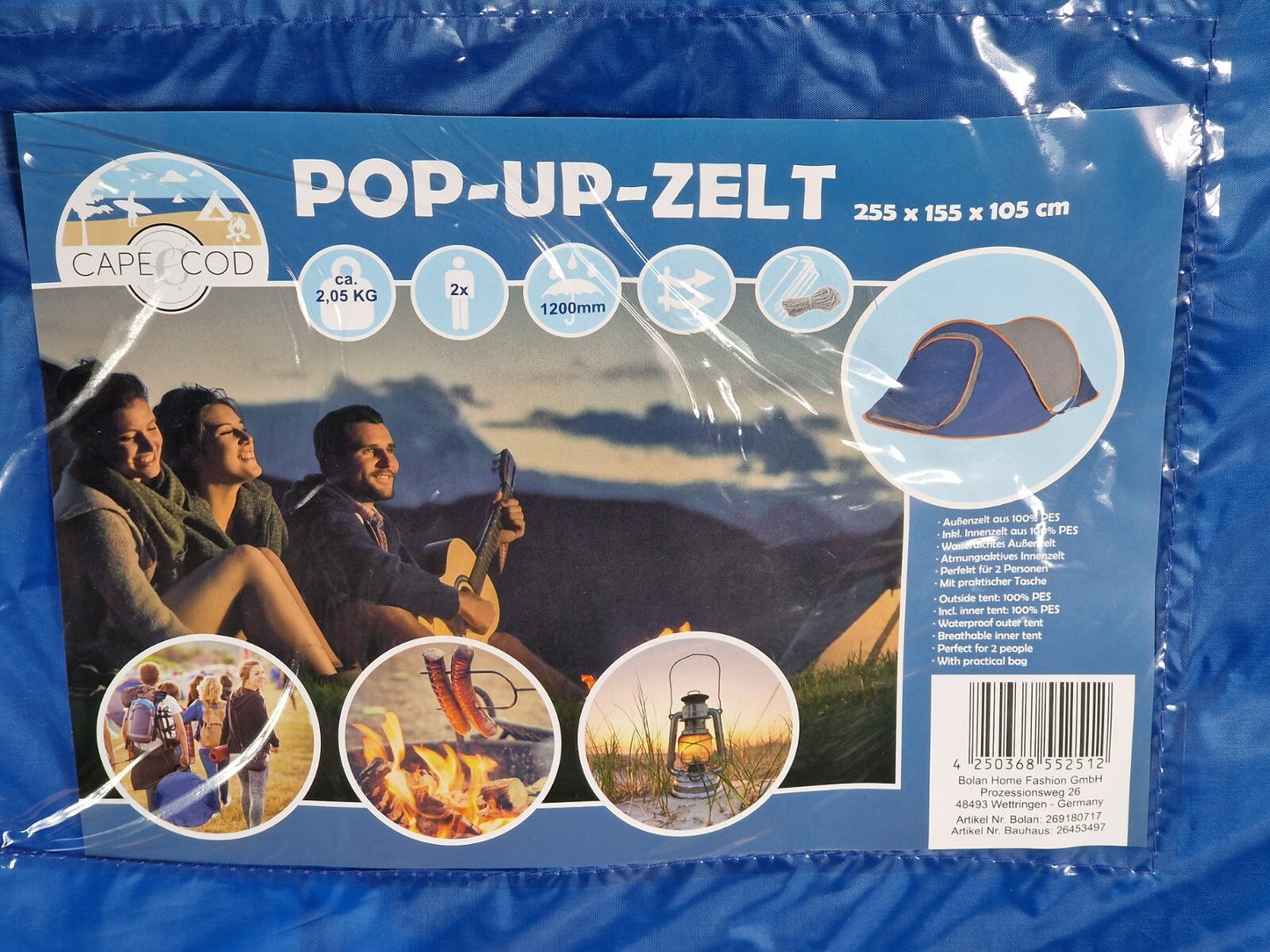 Cape Cod Zelt 2 Personen – Pop-Up Campingzelt leicht Aufbau