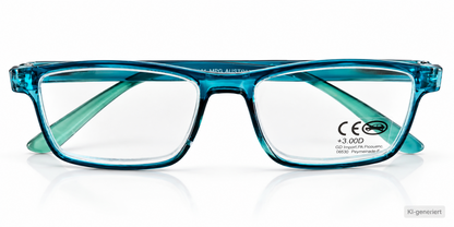 Lesebrille +3,0 Dioptrien Blau Türkis Vergrößerungsbrille 2in1 Etui A8