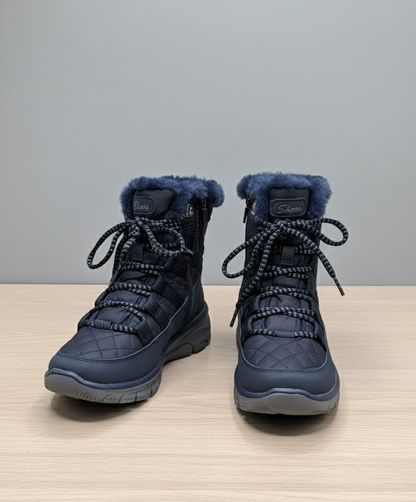 Skechers Damen Winter Boots – Blau Größe 35 Stiefel