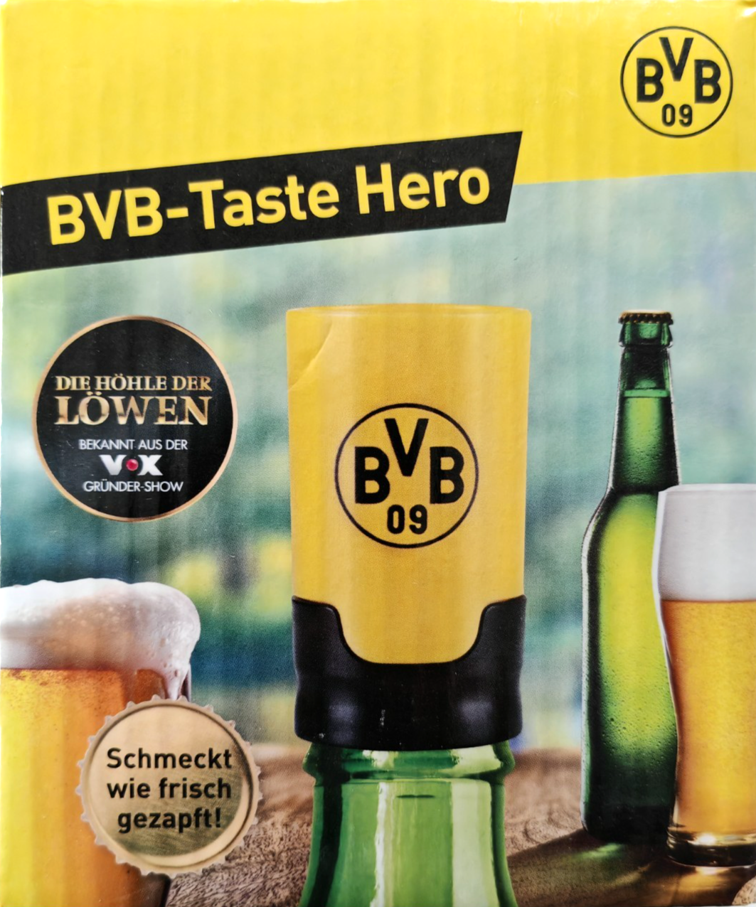 BVB Taste Hero Borussia Dortmund Bier Flaschenaufsatz Glas PET Fanartikel C4
