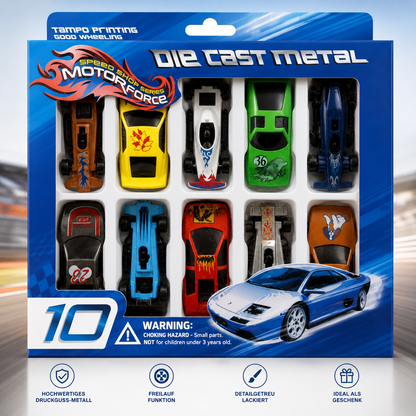 Speed Shop Series Motorforce 10 Spielzeugautos Rennwagen Auto Set Kinder