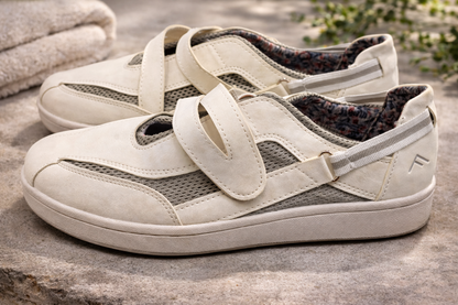 Freyling Damen Ballerina Sneaker Gr. 38 Weiß Grau Klettverschluss Mesh G2