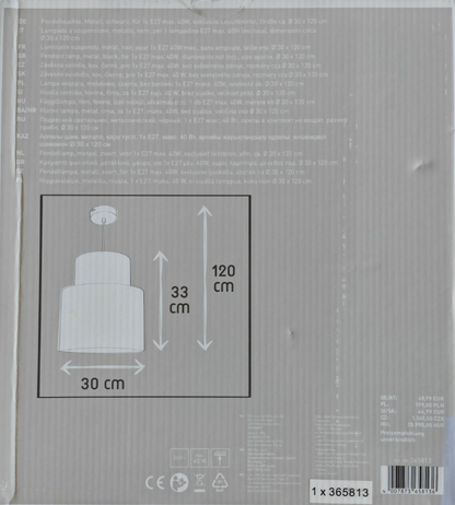 Lux Pendelleuchte Schwarz Ø 30 cm Hängelampe E27 40W Doppelschirm Metall Modern