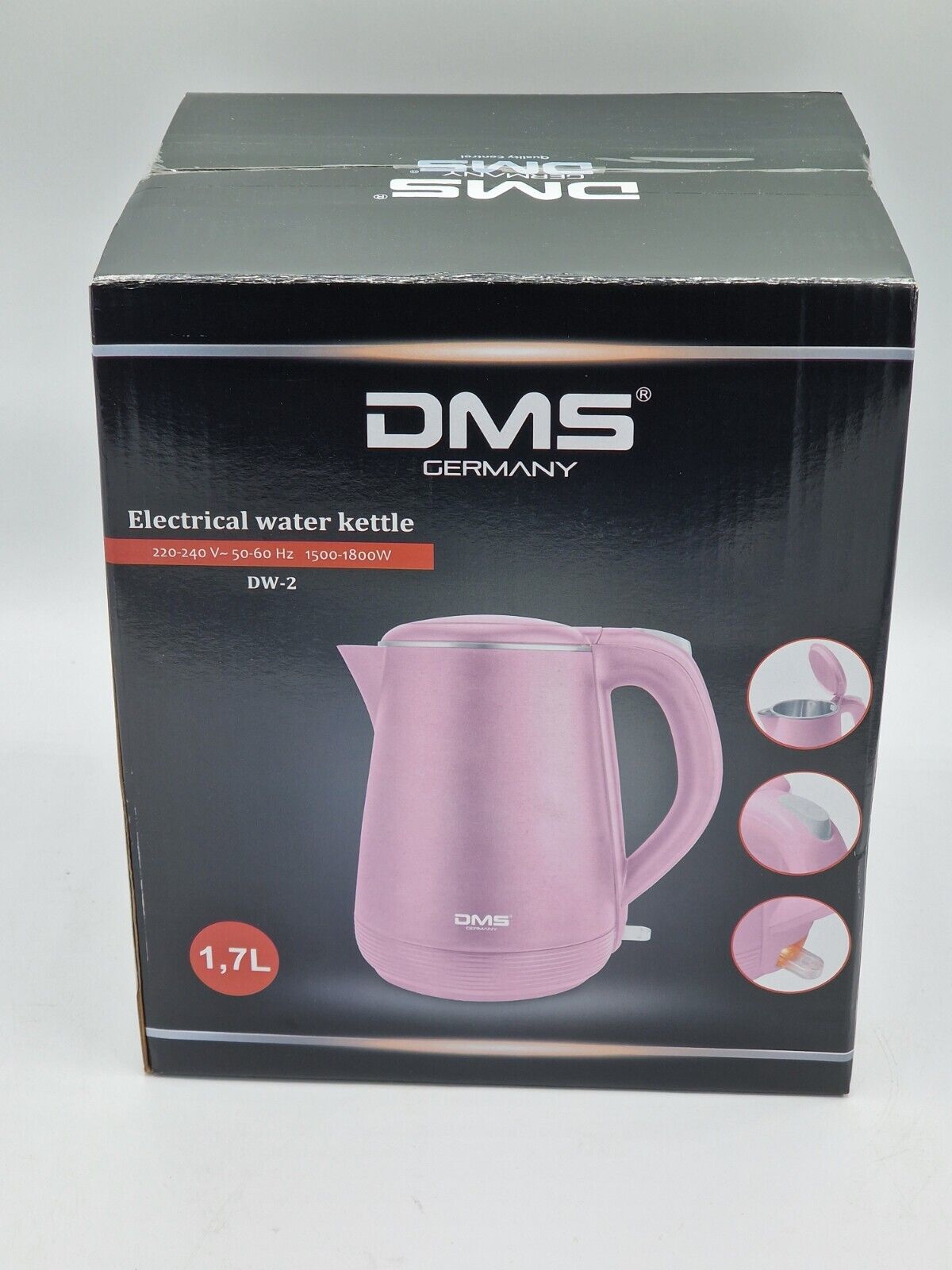 DMS Wasserkocher DW-2, 1,7 Liter Rosa