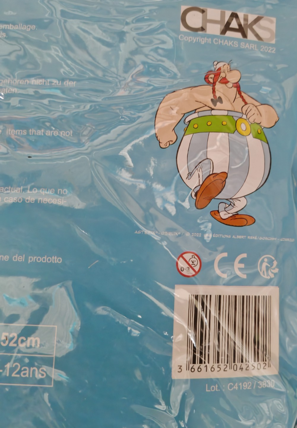 CHAKS Obelix Kinder Kostüm Gr. 116 5-6 Jahre Asterix Lizenz Fasching