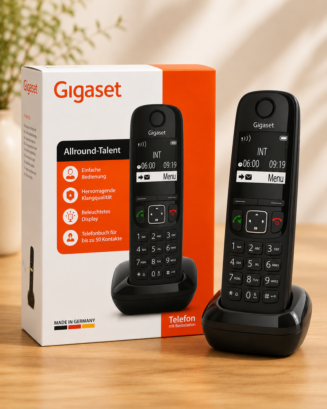 Gigaset AS690 DECT Schnurlostelefon Schwarz Großes Display Freisprechen Tel A8