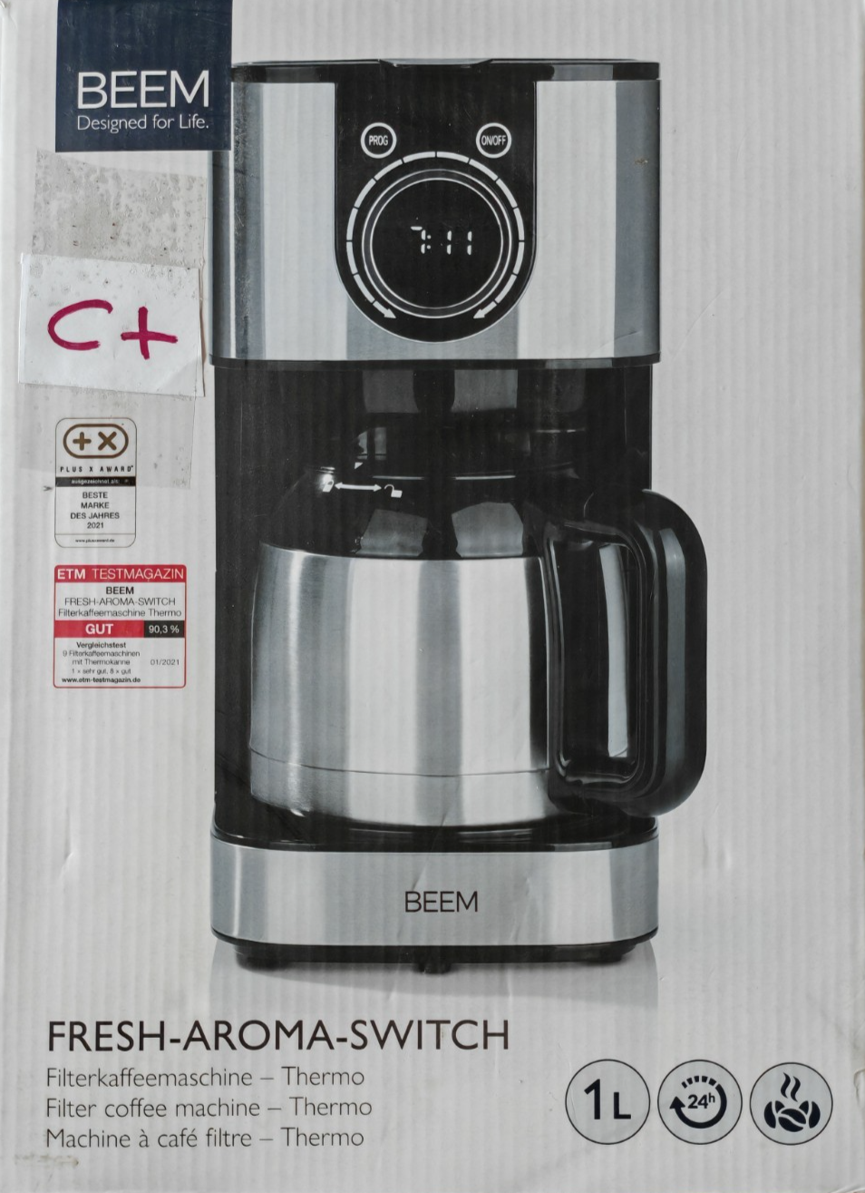 BEEM Fresh-Aroma-Switch Filterkaffeemaschine Thermoskanne 8 Tassen Timer 1L C4