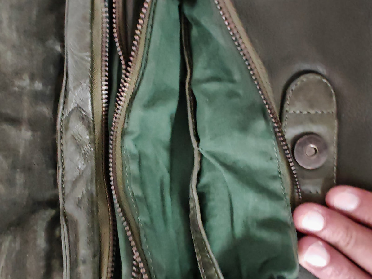 Desiderius Aemilia Ledertasche Olive Echtleder Umhängetasche Damen Vintage H2