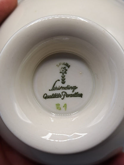Schirnding Porzellan, 1 Kaffeetasse, Untertasse, Teller , Antiquität