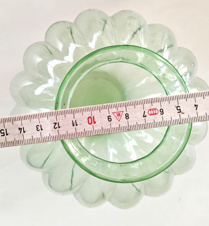 Glasvase Grün Bauchvase Rillenglas Blumenvase Dekovase Vintage Optik 14 cm B5