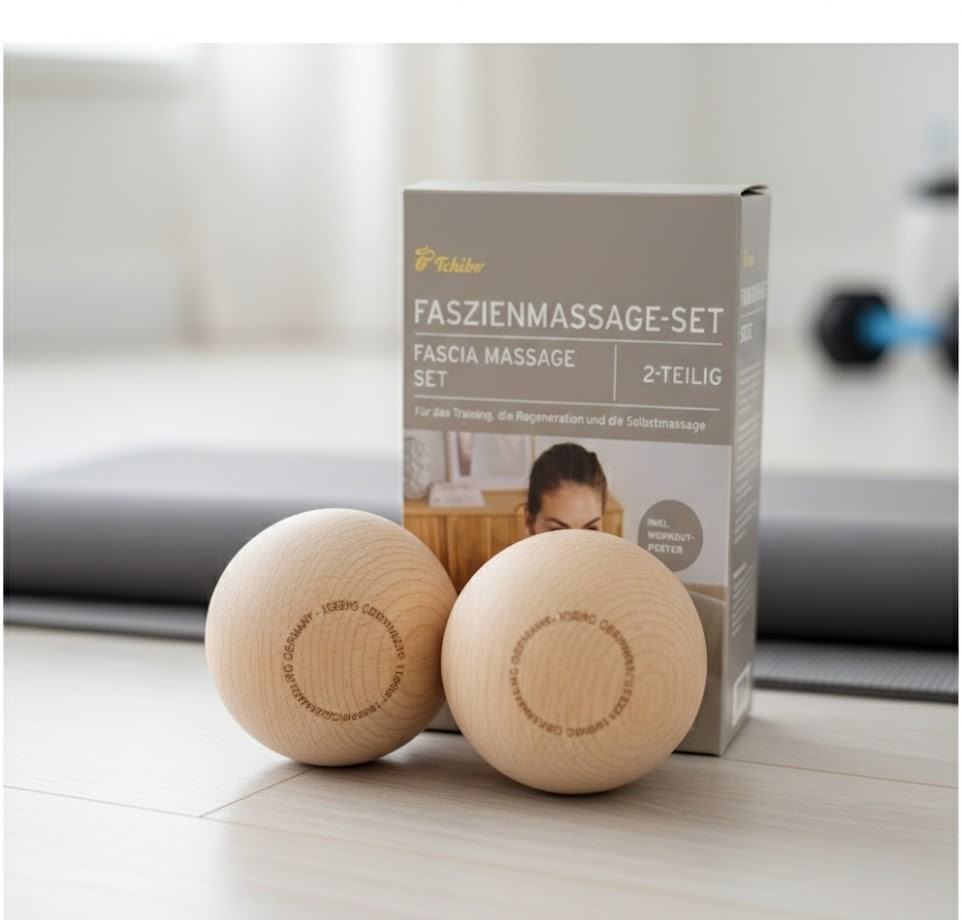 Tchibo Faszienmassage-Set 2tlg Holz Muskelmassage Entspannung