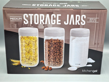 Kitchenget Medium Storage Jars, 800 ml, 3er Set