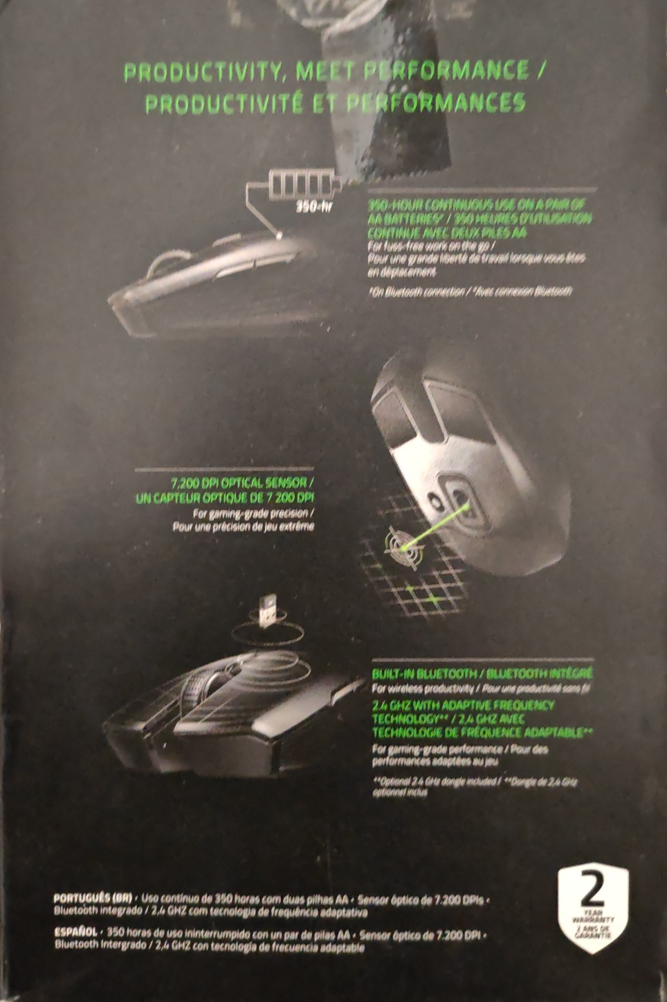 Razer Atheris Kabellose Gaming Maus Bluetooth USB Wireless 7200 DPI Schwarz A6