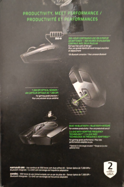 Razer Atheris Kabellose Gaming Maus Bluetooth USB Wireless 7200 DPI Schwarz A6