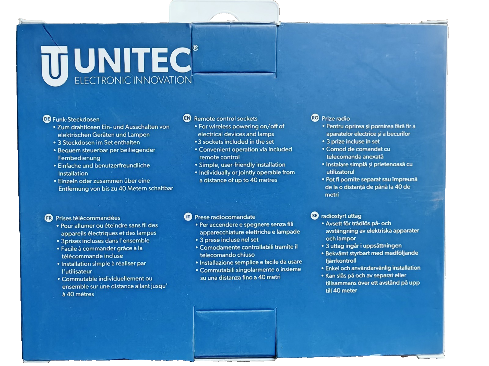 UNITEC Funkfernschalter Set – 3 Steckdosen + Fernbedienung, Indoor, Weiß