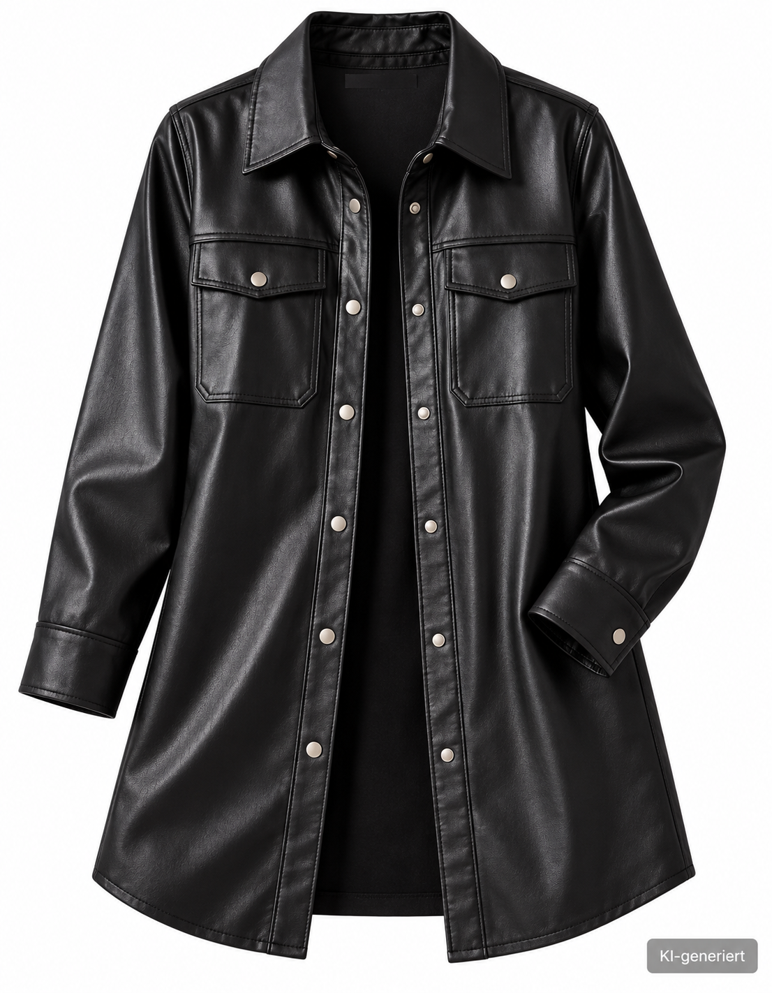 ICONIC Marina Hoermanseder Damen Jacke Gr. 40 Schwarz Lederoptik Longjacke D3