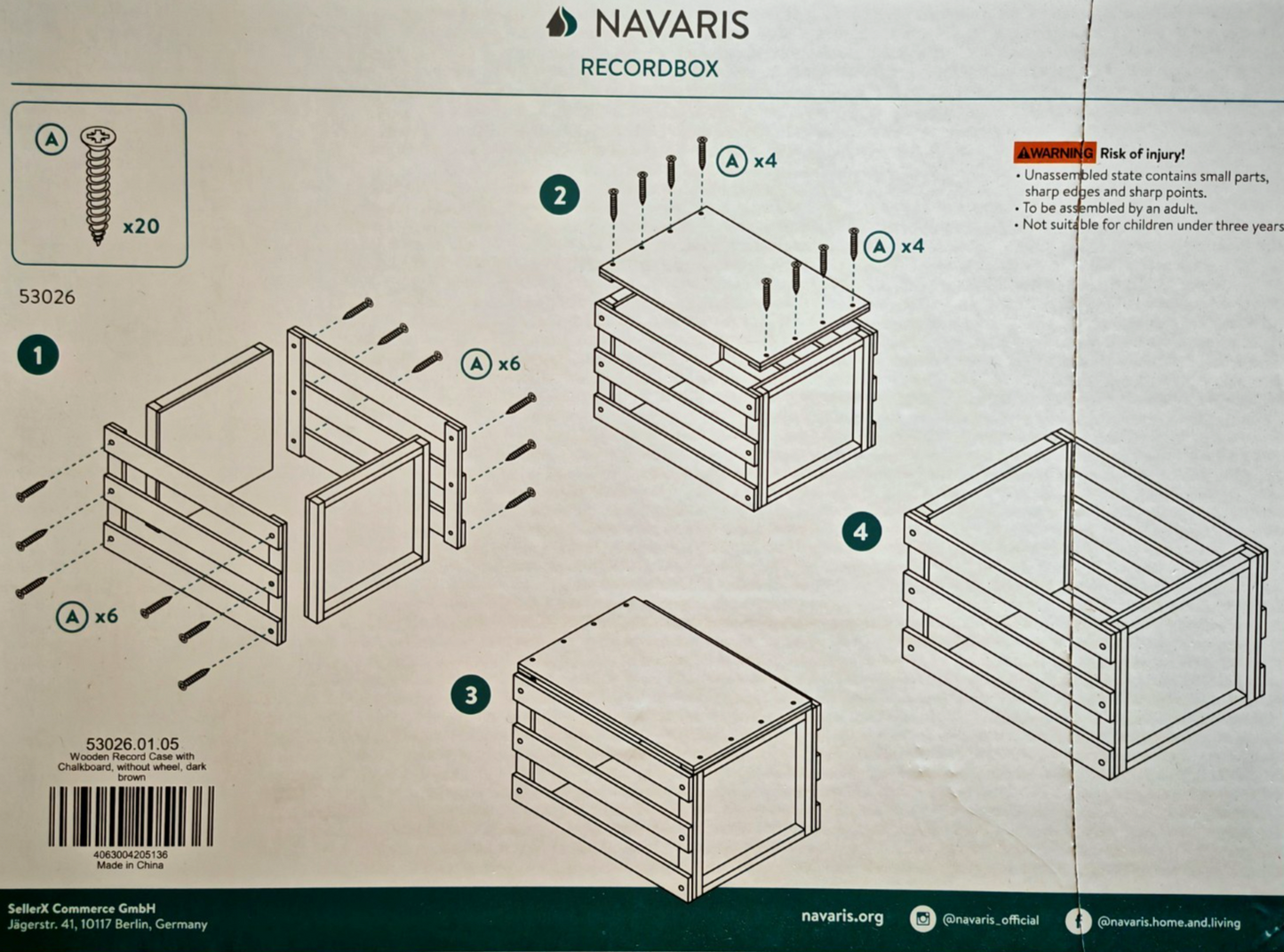 Navaris Schallplattenkiste Holz LP Box Vinyl Aufbewahrung Plattenkiste Braun HA5