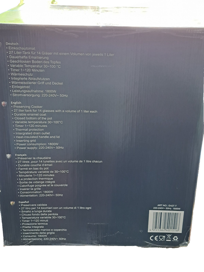 DMS Einkochautomat EA27.T – 27 Liter Einkochtopf Glas-/Obstkonserven ✅