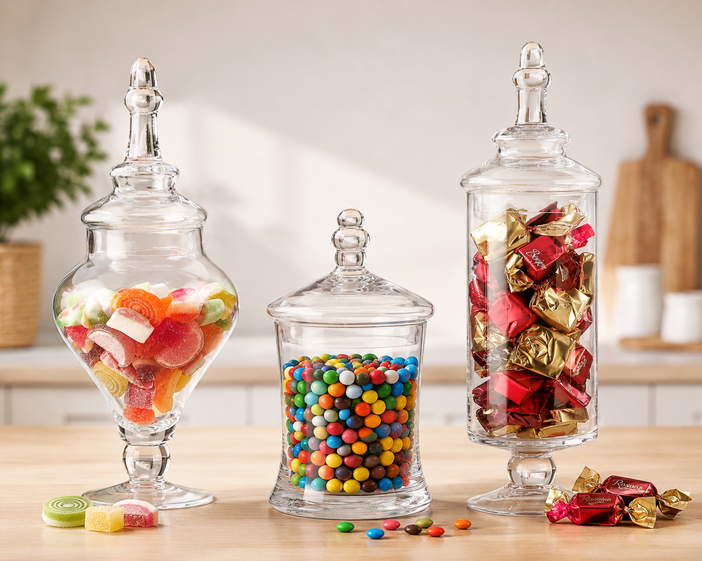 BELLE VOUS Bonbonglas 3er Set Glasdose mit Deckel Vorratsglas Vintage Küche HA1