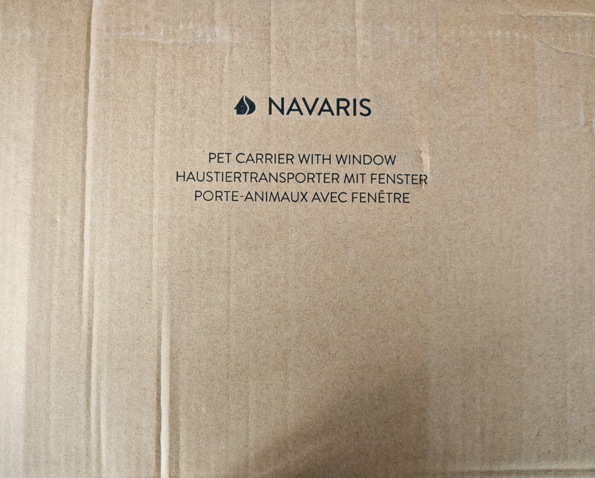 Navaris Tiertransporttasche Katze Hund 40x30x25cm Grau Orange mit Fenster HA1