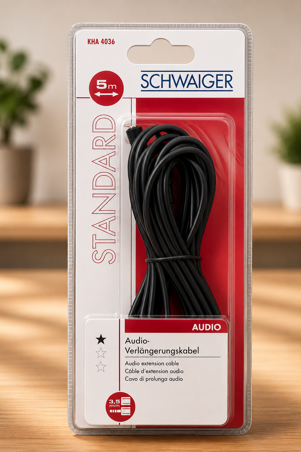 Schwaiger KHA4036 Audio Verlängerungskabel 5m Stereo AUX Kabel