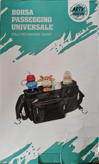 ARTY CREATION Wickeltasche Kinderwagen Organizer Universal Schwarz Mamme D7