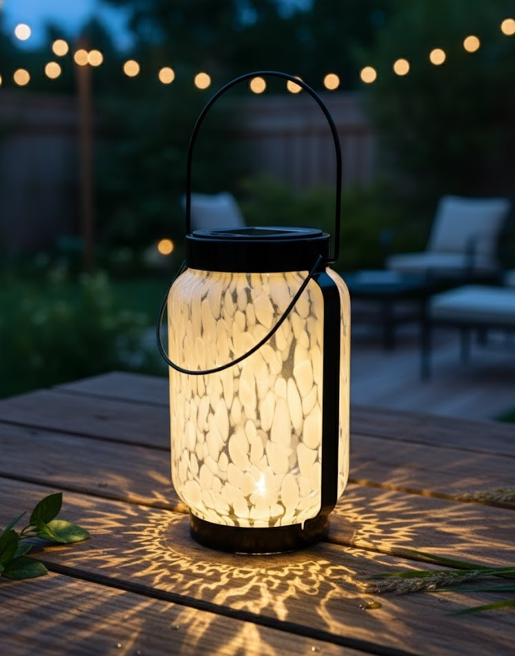 Lumida Garden Solar-Laterne Schwarz Zylinder Glas Gartenbeleuchtung LED