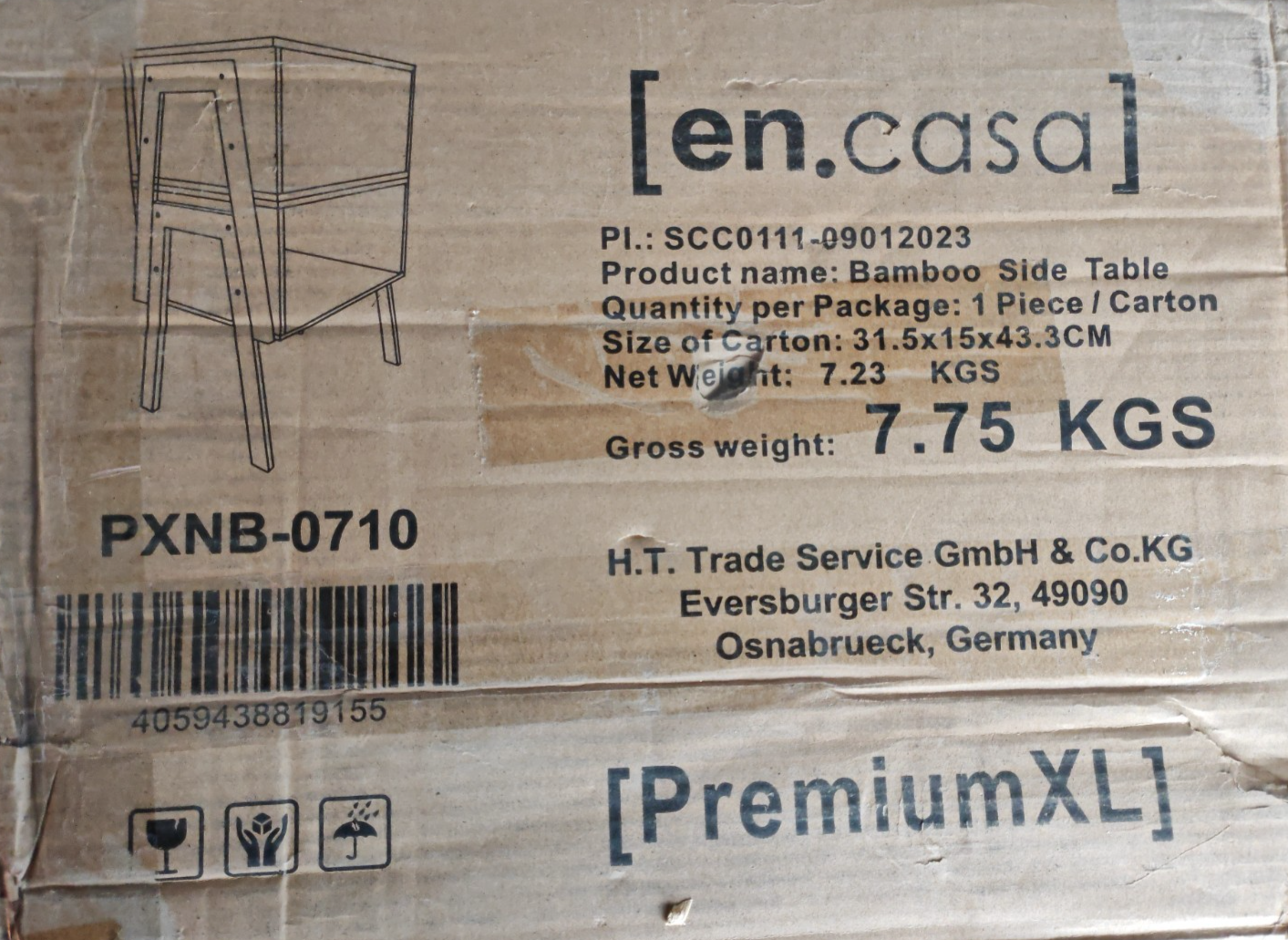 en.casa Nachttisch Baboo 42 x 43,5 x 29 cm