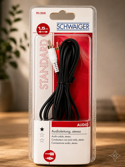 Schwaiger TFS 2050 Stereo Audioleitung 1,5m Audiokabel Stereo Kabel HiFi A5