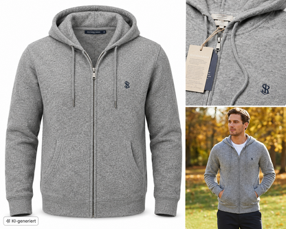 STRANDFEIN Menswear Herren Sweatjacke Gr. 54 Grau Kapuze Hoodie Reißverschluss D