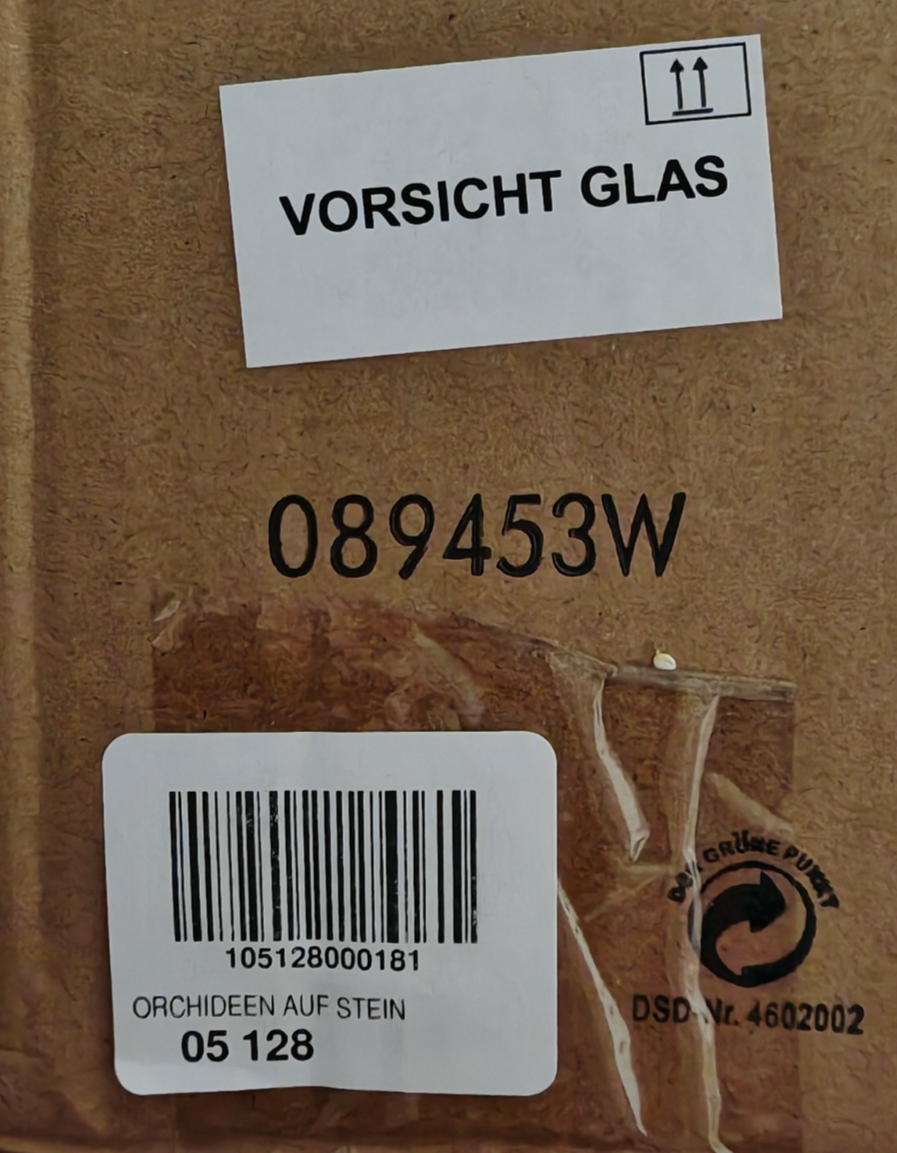 Kunstblumen Orchideen Gesteck auf Stein Weiß Gelb Grün Tischdeko ca. 42 cm B6