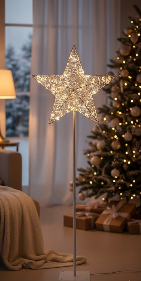 LUMIDA Xmas 2in1 LED-Dekostern zum Stellen & Hängen weiße & bunte LEDs weiß